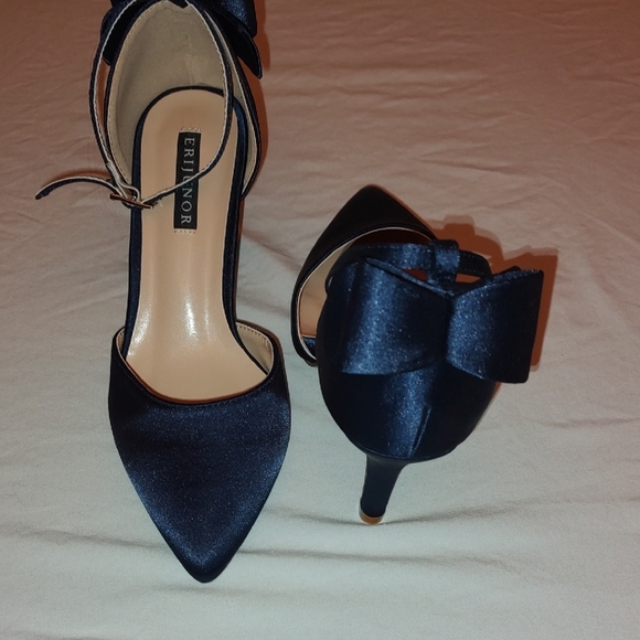 Blue High Stiletto Heels with Ankle Strap - Picture 3 of 6
